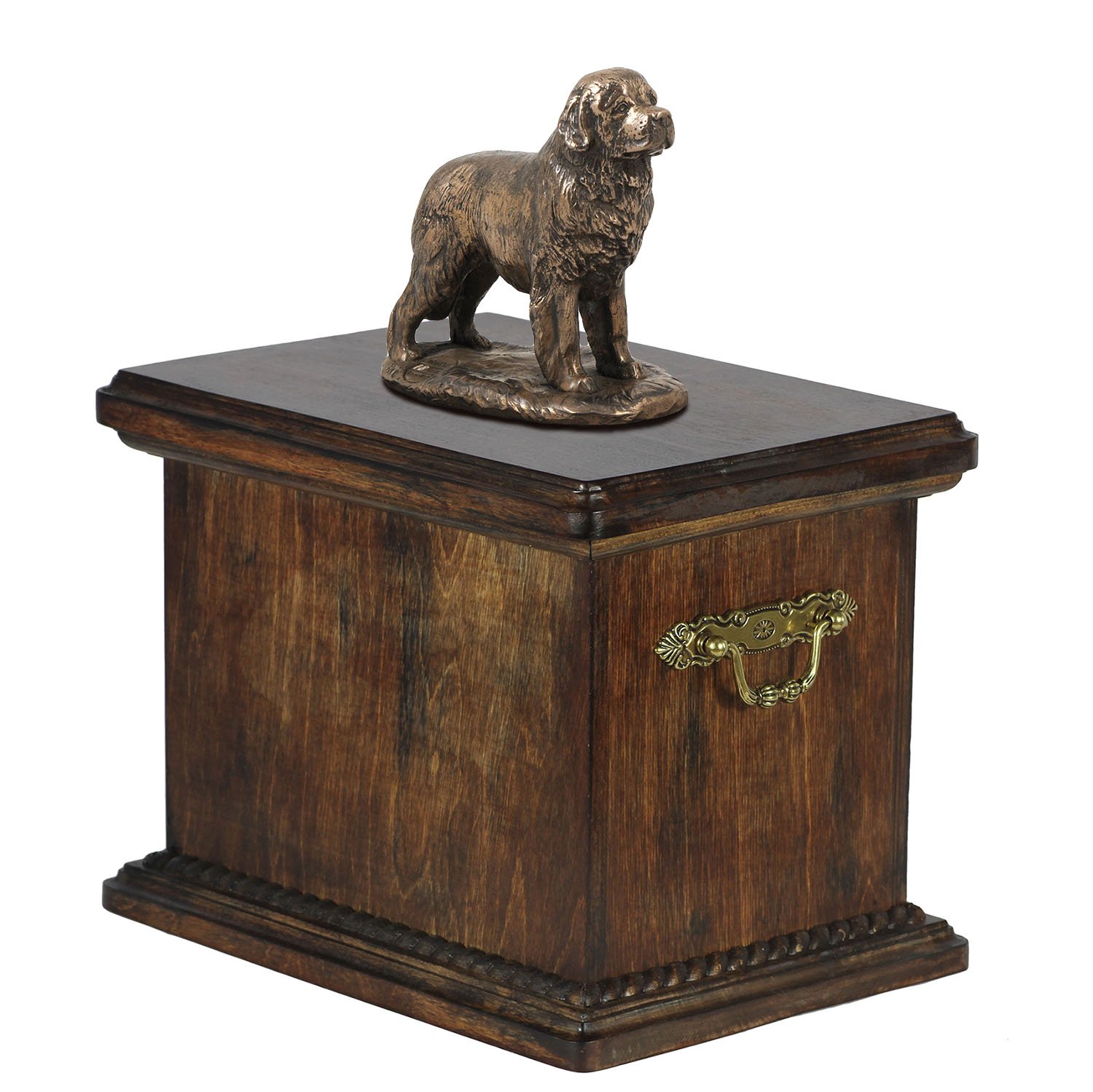 Urne pour les cendres de chien Terre-Neuve en bronze coulé à la main
