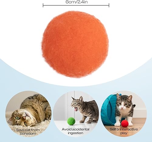 Miniatura 2 de Caydo Pelotas de juguetes para gatos, 20 unidades, 10 colores, 2.4 pulgadas, bolas suaves de pompón para gatos, juguetes para interiores, juguetes