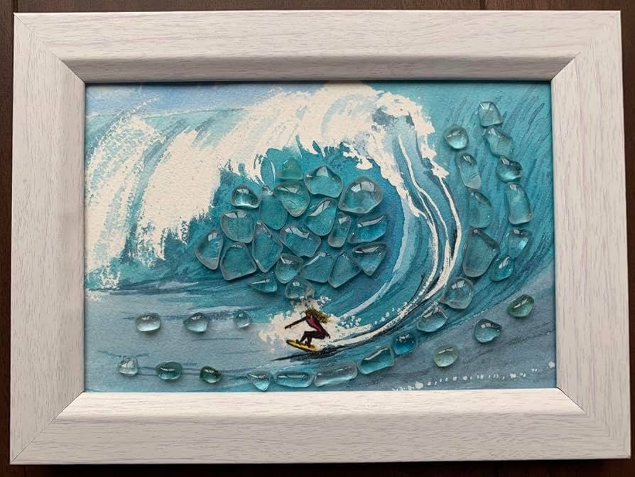 シーグラスアート オーシャンアート Amazon.co.jp: シーグラスアート サーフィン 湘南 マリン マリン