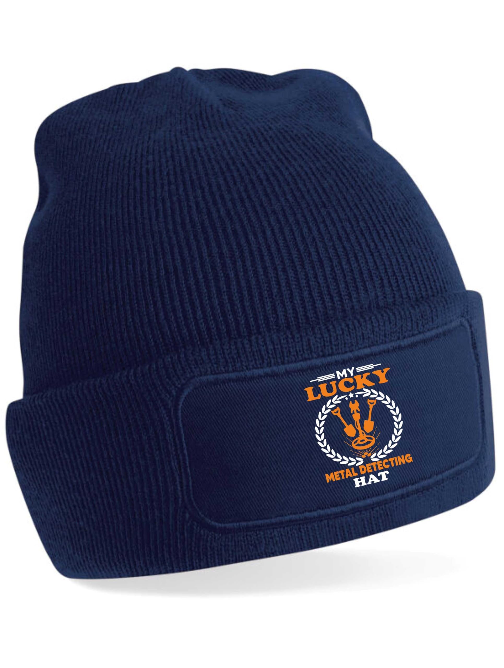 Print4u Women's Blue My Lucky Metal Detecting Beanie Hat Gift Father's Day Birthday Present