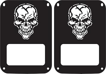 Skull Tail lamp Light Covers Compatible with Jeep JK Wrangler 2007-2018 Black Set of 2