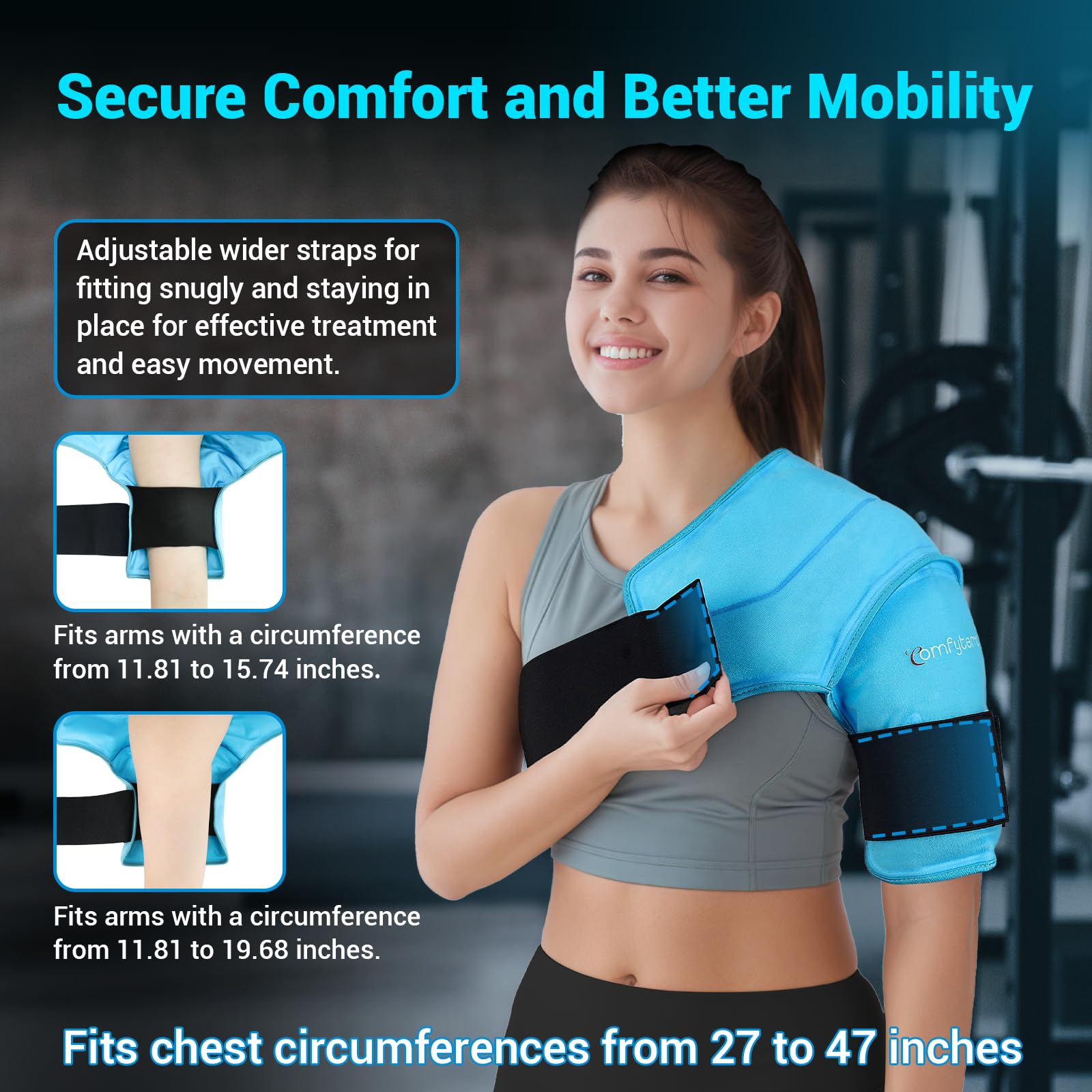 Comfytemp Shoulder Ice Pack Wrap for Injuries Reusable Gel, Physical Rotator Cuff Cold Therapy Arm Shoulder Sleeve for Pain Relief, Fracture, Arthritis, Surgery, Recovery (S/M)