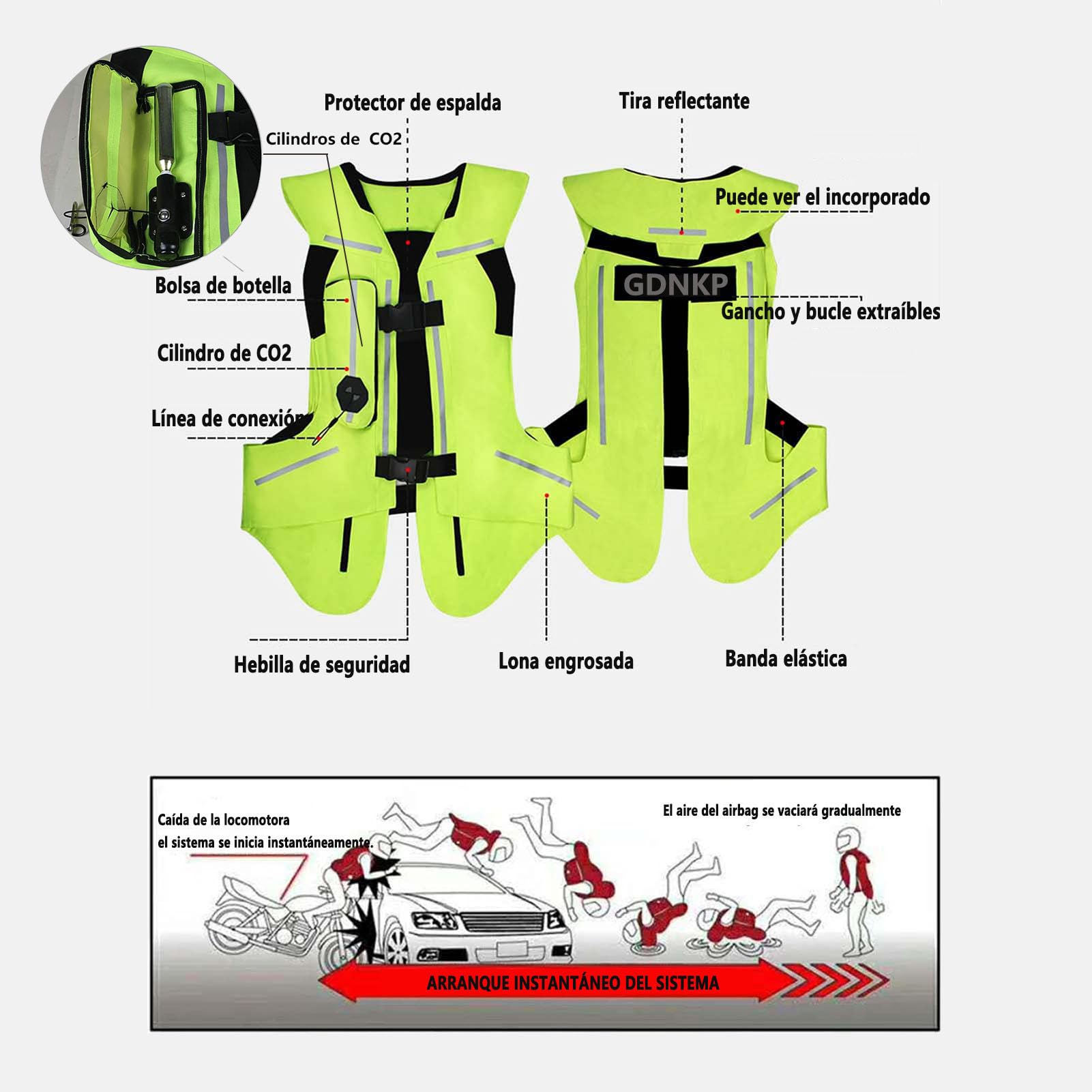 Chaleco Airbag Moto,Profesional Ajustable Motocross Reflectantes Homologado Reutilizable Hipica Chaqueta Resistente A Caídasequipo para Conducir Motocicletas