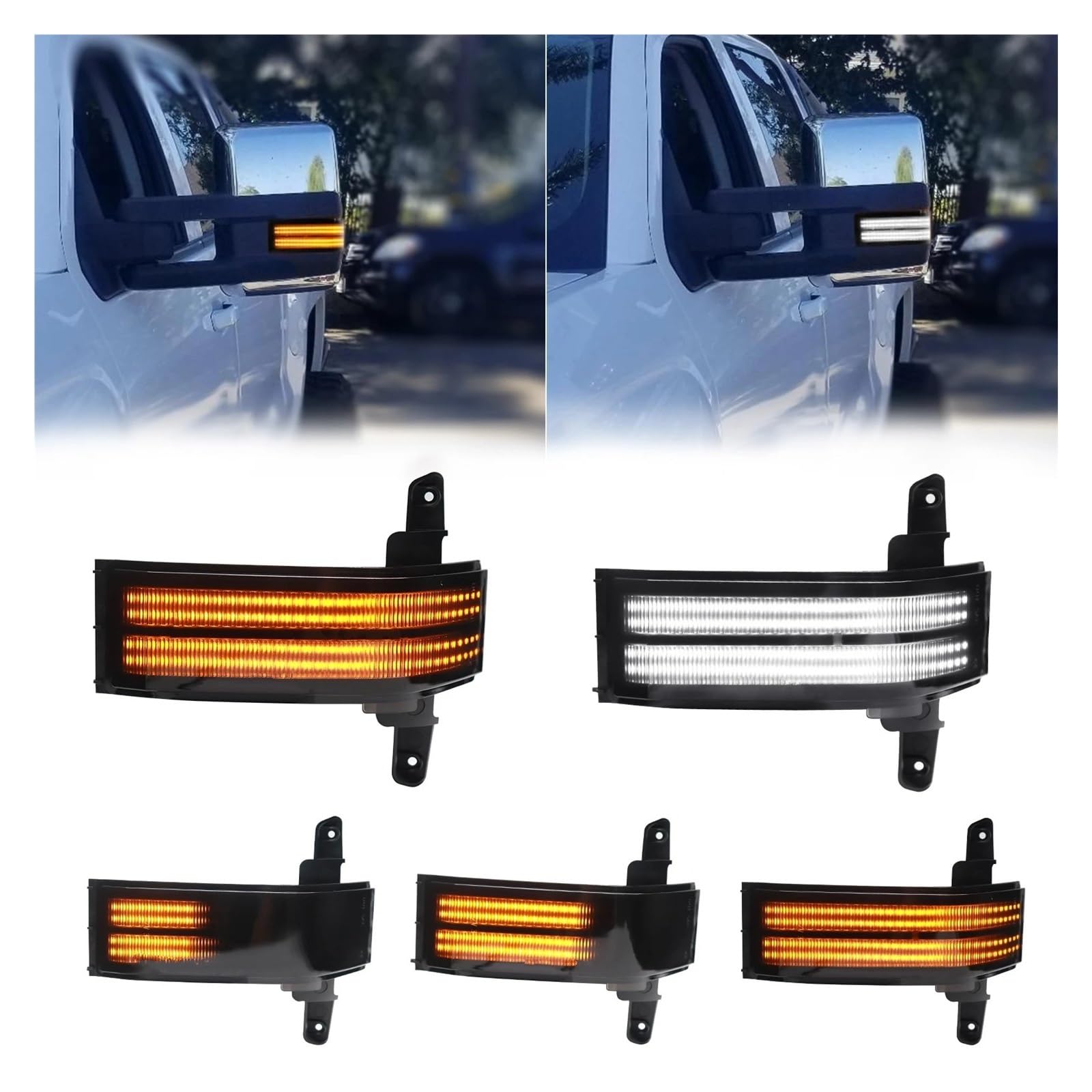 Clignotant Latéraux pour Chevy pour Silverado 1500 2500HD 3500HD Switchback Feu De Gabarit Latéral À LED Ambre Feux De Clignotant À Double Rangée Clignotant De Voiture