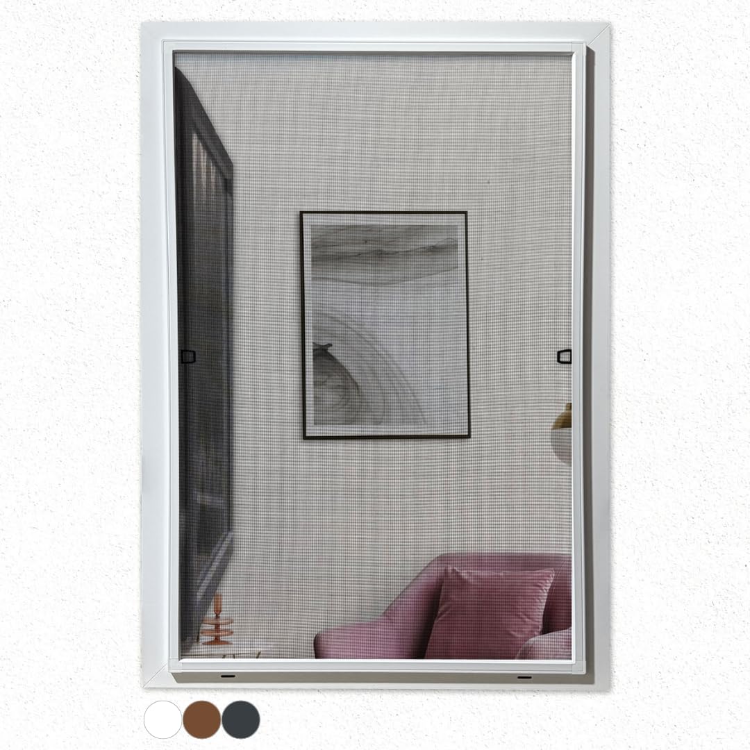 Fliegengitter Fenster Insektenschutz Fliegengitter Spannrahmen in weiß und braun 5 Größen wählbar (braun, 110 x 130 cm)