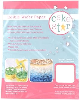 Cake Star White Wafer Paper, 178 x 142mm, 12 Sheets, Rice Paper For Baking and Cake Decorating