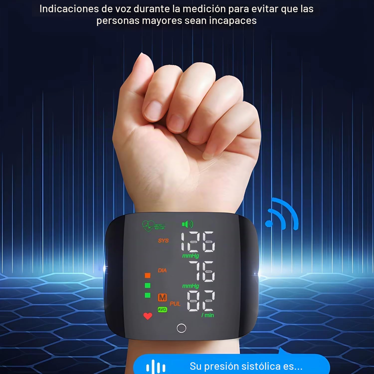 Esfigmomanómetro automático, monitor digital de presión arterial de muñeca, fácil de usar en casa, fácil de llevar, máquina de presión arterial de muñeca con recargable por USB