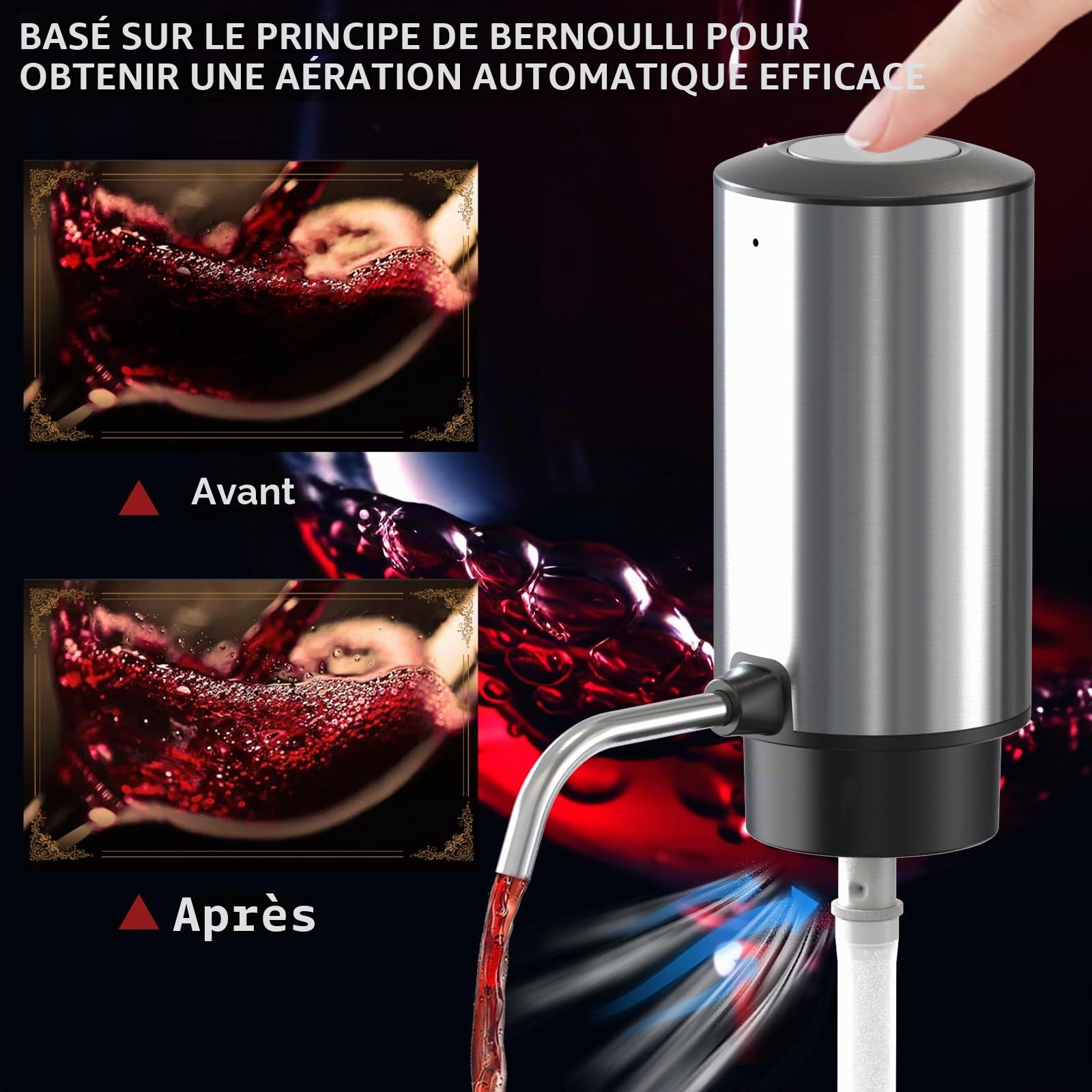 CIRCLE JOY Ensemble de Tire Bouchon Électrique 4-en-1 avec Ouvre Bouteille Rechargeable, Verseur Rechargeable, Coupe-Capsule et Bouchon à Vin sous Vide, Ensemble Cadeau pour Amateurs de Vin, Argent