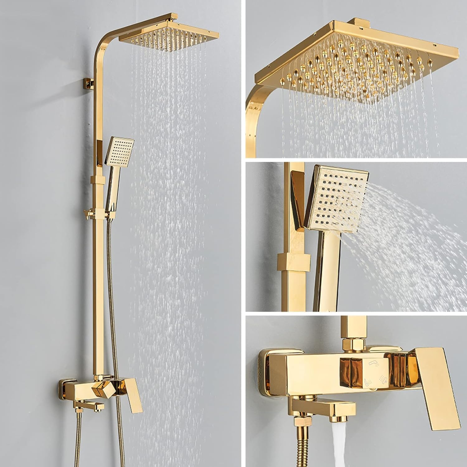 NZPOST Faucet Set d Rainfall Shower Mixer Crane Wall Mounted with Hand Shower Bath Rain Column Tap,Shower