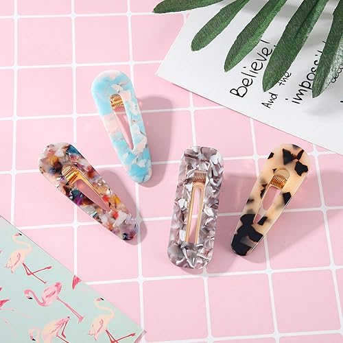 Miniatura 5 de 12 pinzas para el cabello de resina acrílica, pinzas geométricas de cocodrilo, pasadores acrílicos coloridos para mujeres, adolescentes y niñas,