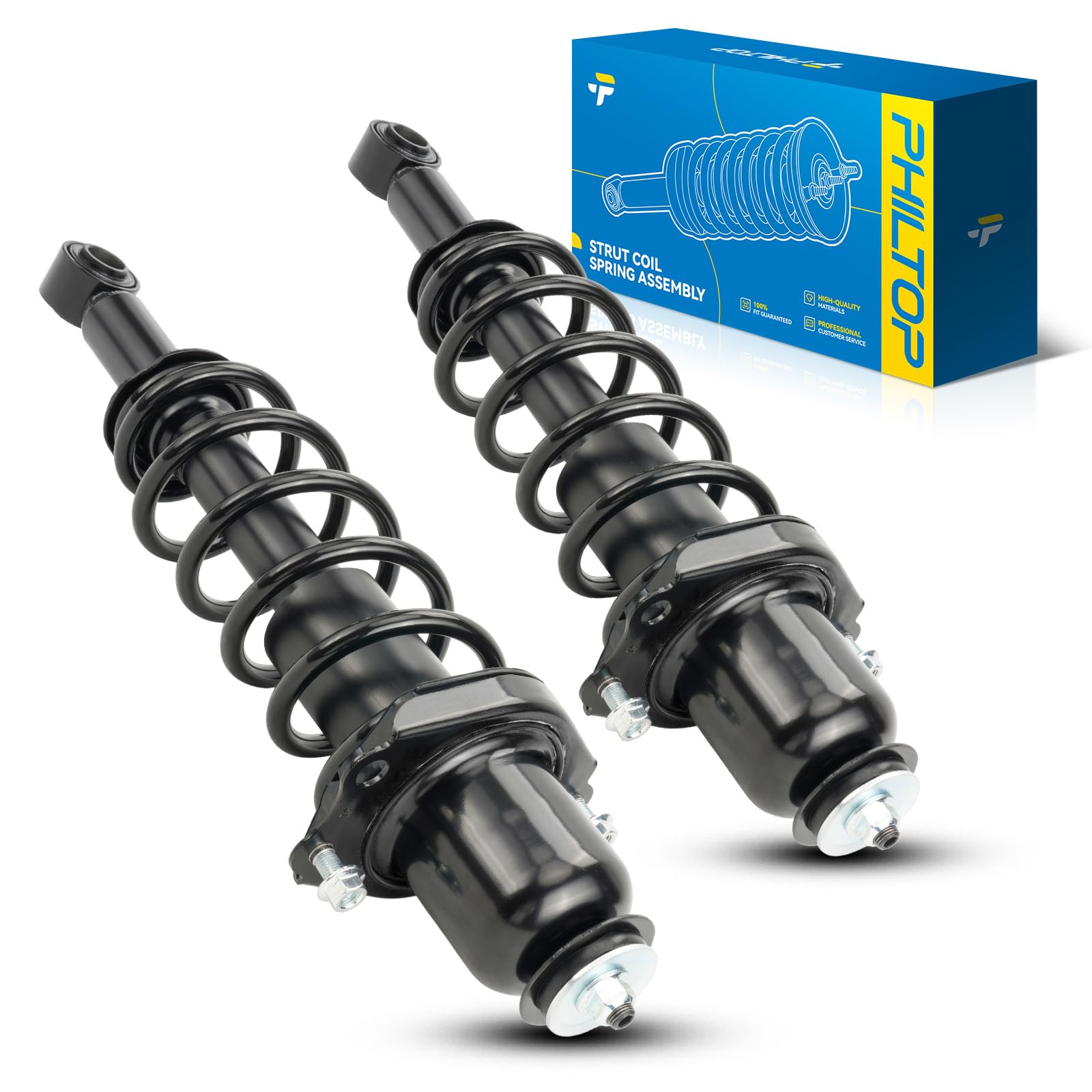 PHILTOP Rear Complete Struts Shock Absorber Compatible with Toyota Prius 2004 2005 2006 2007 2008 2009,Quick Struts Assembly with Coil Spring 172394L 172394R,2 PCS Amortiguadores Traseros
