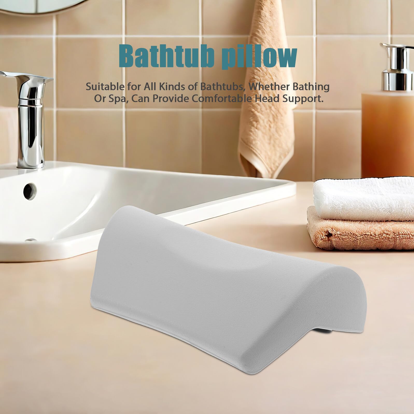 FOMIYES Cuscino Per Vasca Da Bagno Adulti in Pu Poggiatesta Con Ventosa Antiscivolo Supporto Per Collo e Schiena Accessorio Da Bagno Spa Facile Da Pulire