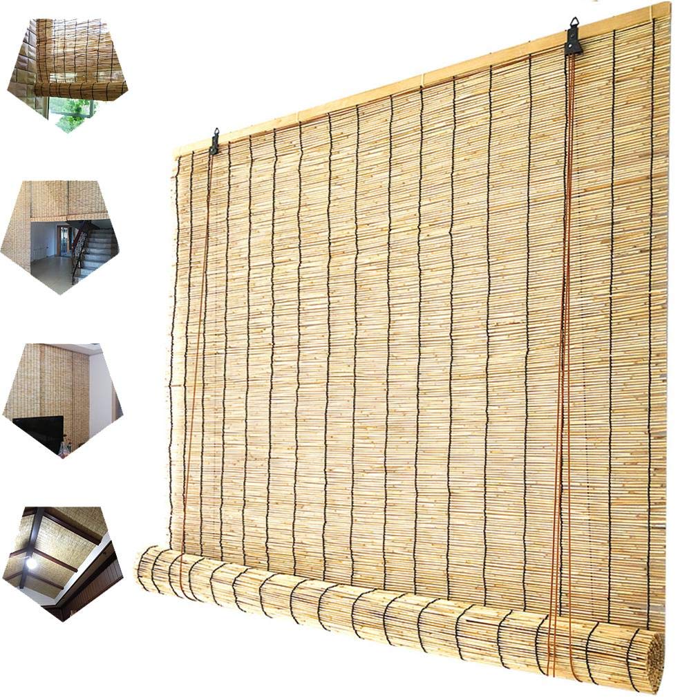 Stores Enrouleurs en Roseau Naturel,Rideau en Bambou Rétro Pare-Soleil,Paille Rideau de Levage,Volets Roulants Tissé à Main,pour Extérieur/Intérieur/Balcon/Décoration,Personnalisé