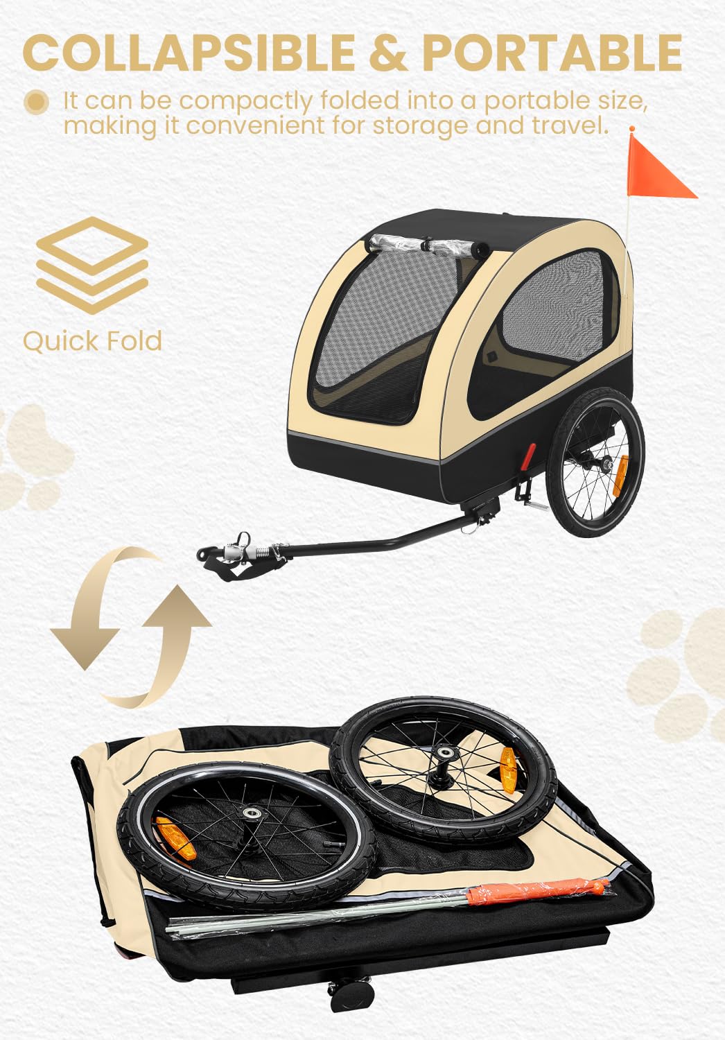Remorque Velo Chien, Remorque Transport Chien, Remorque vélo pour Petits et Moyens Chiens de Moins de 40 kg