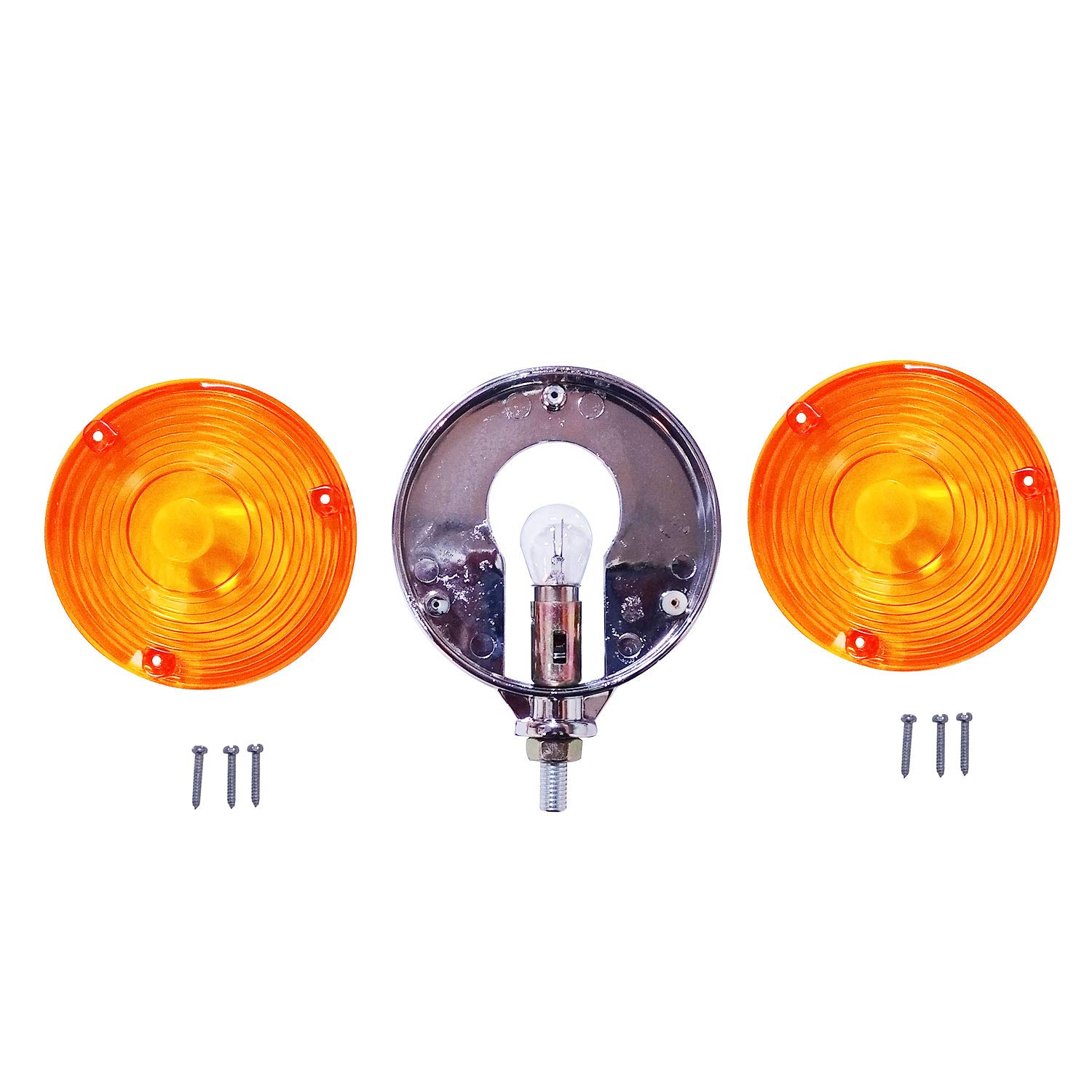 Assemblaggio di luci Rotonde Impermeabili a Doppia Faccia con lampadine da 24 V Competitivo per rimorchio per Camion SUV RV Fender Stop Turn Tail e Luce di Posizione, (Ambra/Ambra)(Cromato)