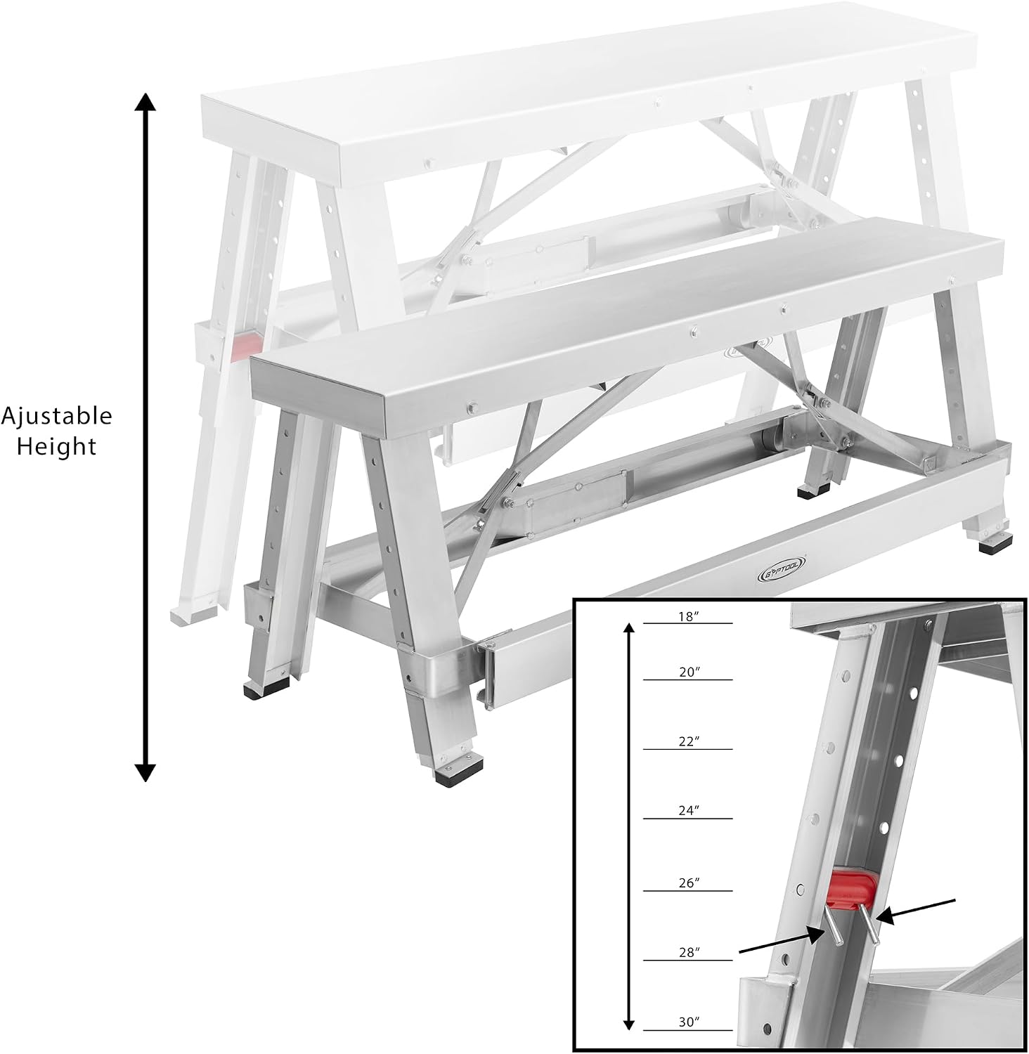 GypTool Adjustable Height Drywall Taping & Finishing Walk-Up Bench: 18 in. - 30 in.