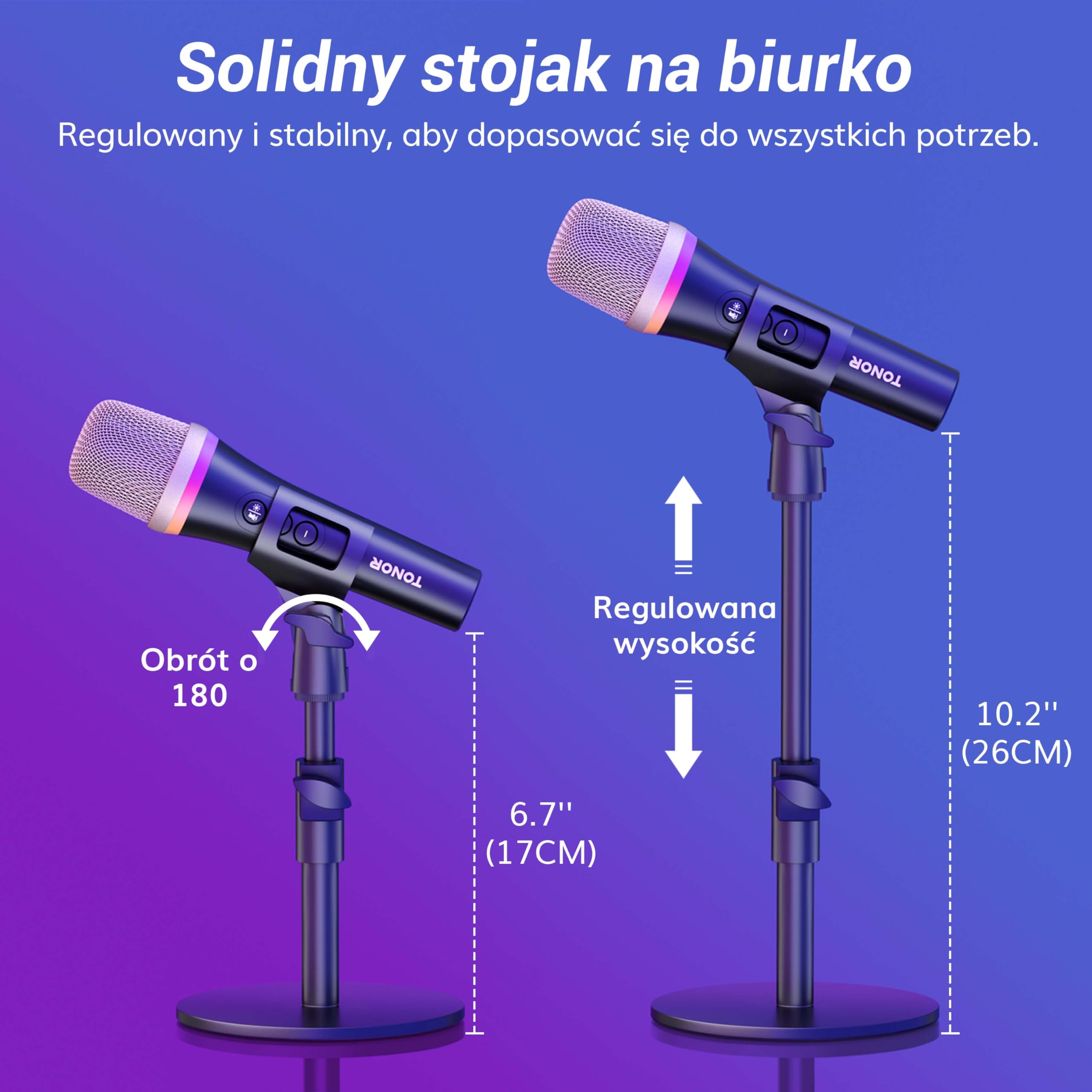 TONOR Mikrofon dynamiczny USB/typ C do komputera PC, mikrofon do gier komputerowych do podcastów RGB ze stojakiem biurkowym do nagrywania, Na żywo,YouTube, śpiewania, studia, karaoke czarny
