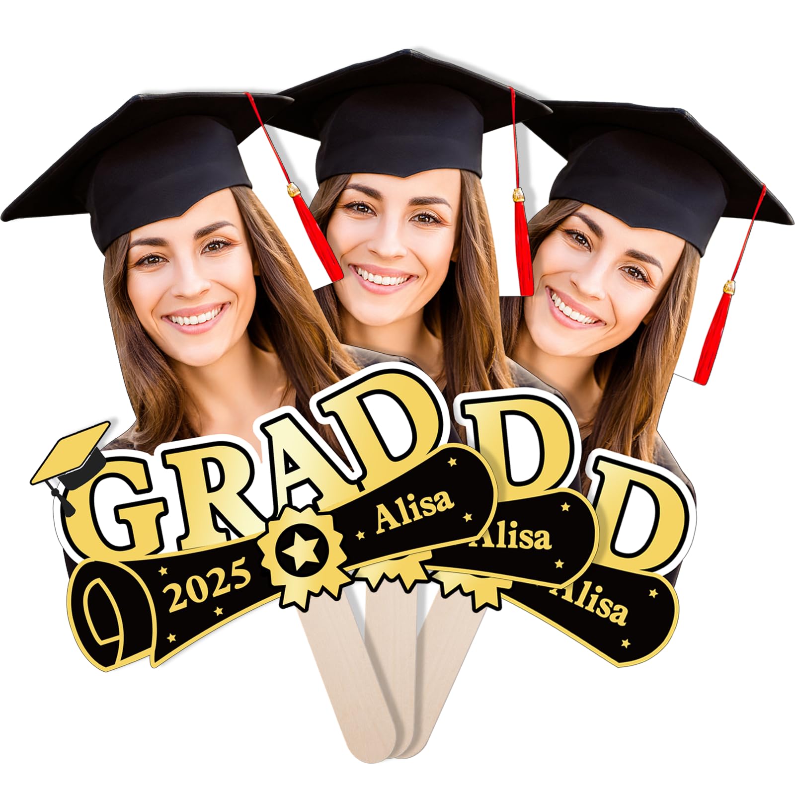 111PRINT Graduation Custom Cutout Big Head on a Stick, Fun Face, Personalized Life Size Cardboard Cutouts, Party, Birthday, 6