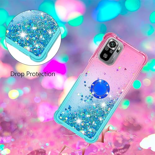 Miniatura 5 de XYX Funda compatible con Xiaomi Redmi Note 10s, Gradient Quicksand Glitter Diamond TPU a prueba de golpes con soporte de anillo para Redmi Note 10s,