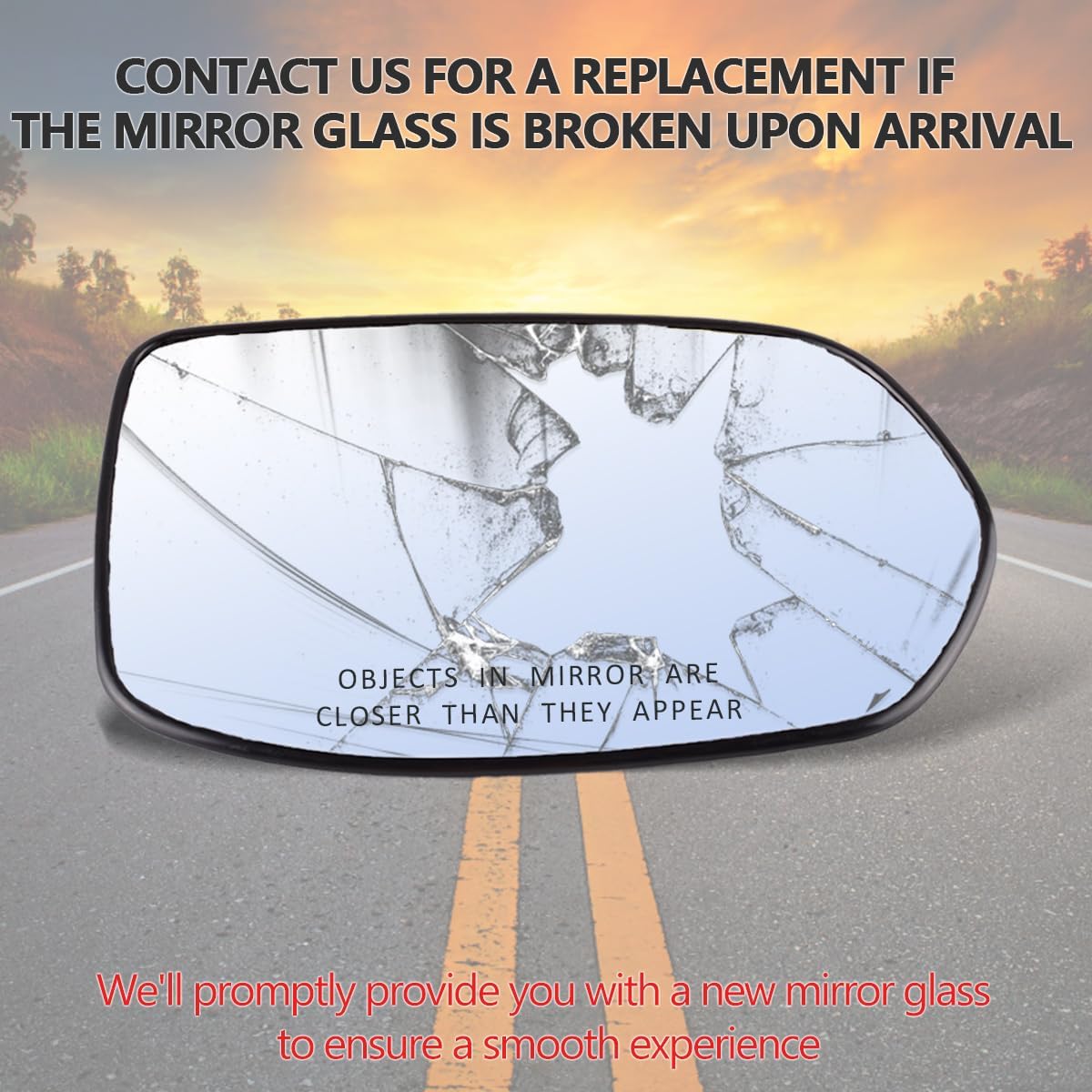 Right Passenger Side Mirror Glass w/Heated Compatible for Honda CRV 2007 2008 2009 2010 2011 Heated Chrome Rear View Mirror Glass with Backing Plate and Cushion, Truck Mirrors 76203SWA305