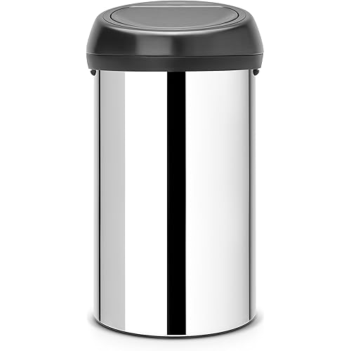 Brabantia Touch Bin, 60 L - Brilliant Steel with Matt Black Lid