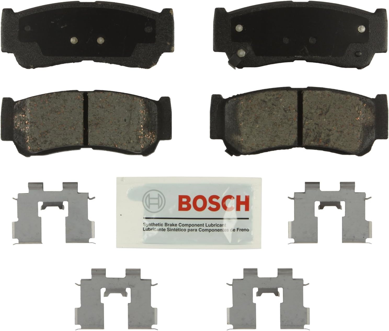 BOSCH BE1297H Blue Ceramic Disc Brake Pad Set With Hardware - Compatible With Select Hyundai Santa Fe; REAR
