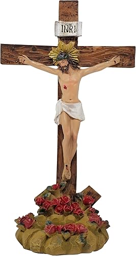 Dvdmatinemovies - Cruz de resina de San Benito con portavelas - 9 pulgadas, regalo religioso para decoración de pared y mesa - Cruz de Resina con