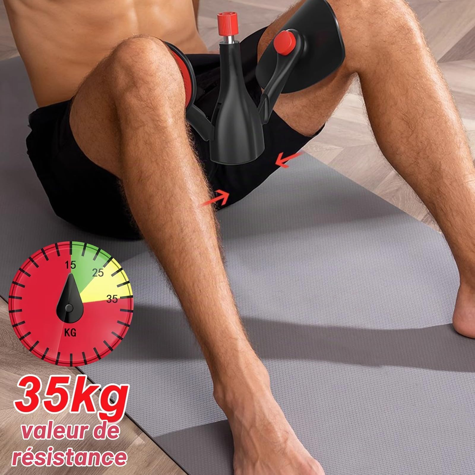 Appareil Musculation Fessier, Entraîneur de Cuisse, Entraîneur de Muscles du Plancher Pelvien, Aappareil pour Muscler Le Périnée Femme Réglable Angle et Force Peut Compter avec Bretelles Élastiques