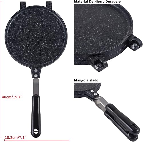 Miniatura 6 de Prensa Para Tortillas De Harina 7.5 Pulgadas Comales Para La Estufa De Teflón Tortillera Mexicanas Para Hacer Tortilla Chapati De Maiz Y Roti Estufa