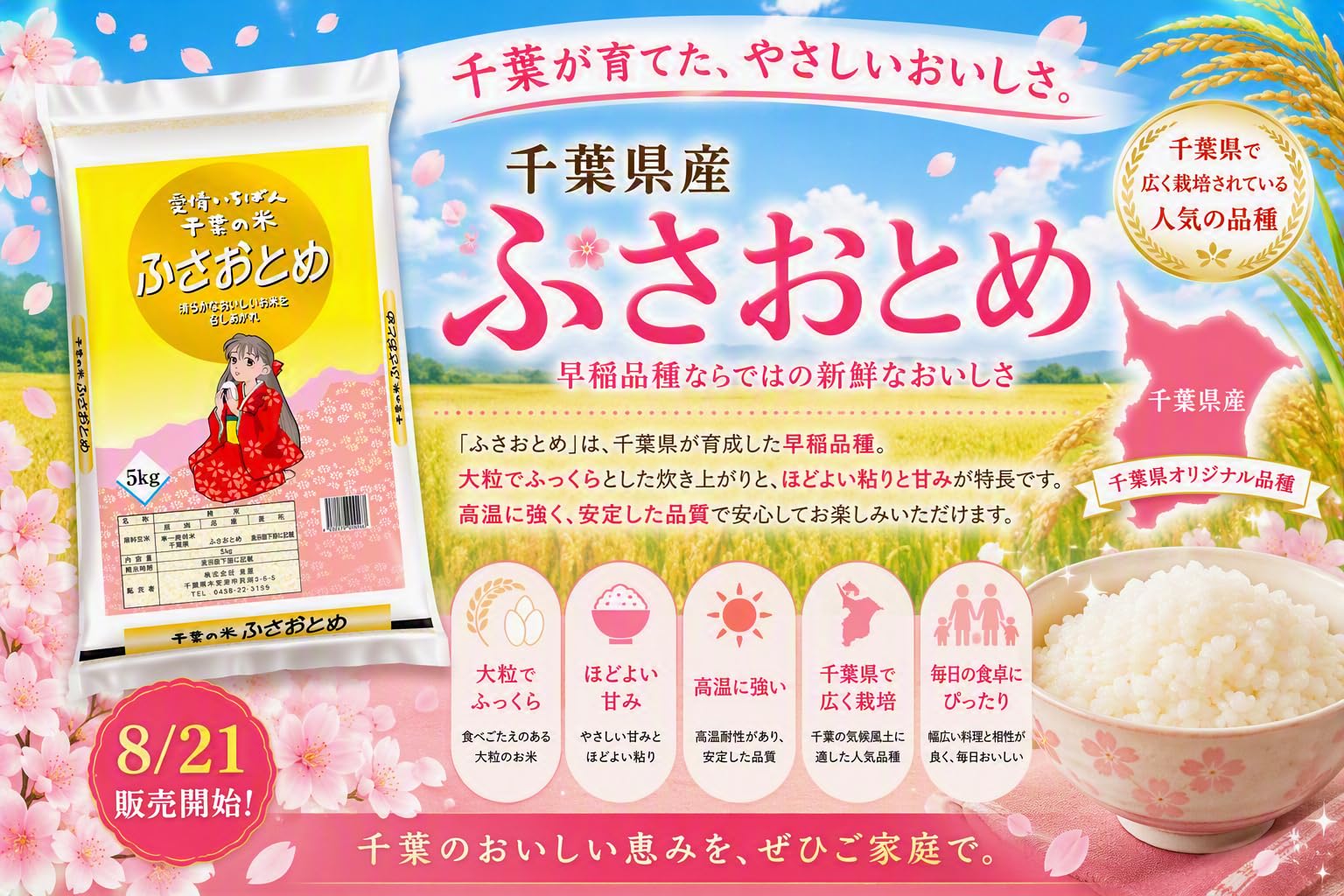 Amazon.co.jp: 新米 千葉ふさおとめ5kg 千葉県産 単一原料米 令和8年産