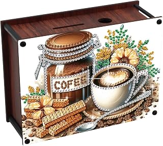 DIY Diamond Painting Money Box Kit, Afternoon Tea Adult 5D Diamond Art Money Box, Creative Coin Diamond Art Storage Jar, Suitable for Birthdays, Christmas, Home Decor Handicraft Gifts