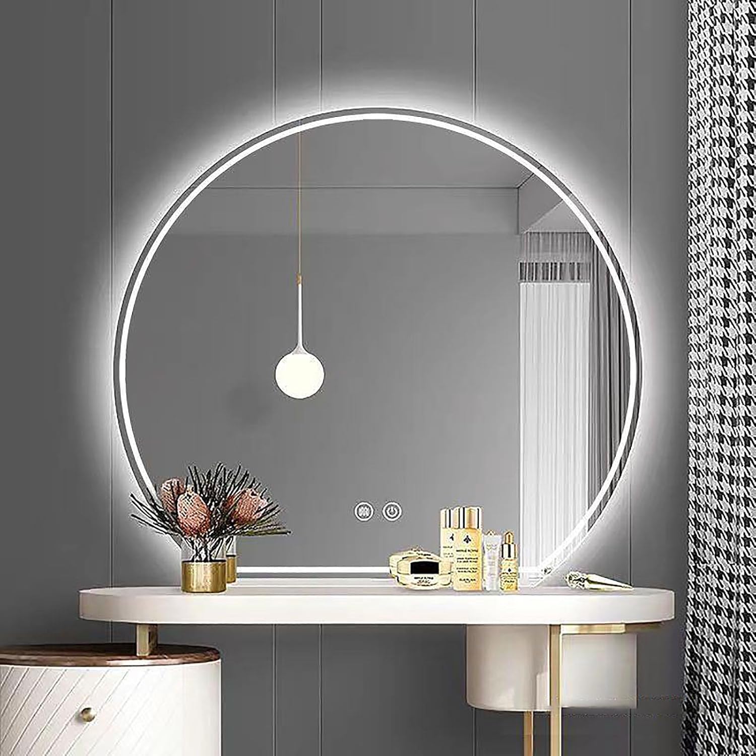 Semicircle Bathroom Mirror, Irregular Wall Mirror AntiFog