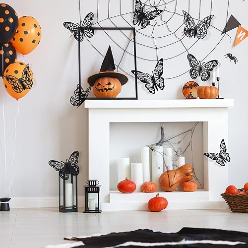 Miniatura 15 de Decoración de pared de mariposa 3D, 72 piezas, 3 estilos, 3 tamaños, mariposas doradas para fiestas, cumpleaños, decoraciones de pasteles