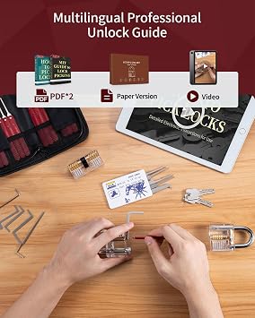 37+5 Piece Lock Picking Set, [2024 Newest Pioneer Edition & New Lockpick Experience] Eventronic Lock Picking Tool Kit with 5 Transparent Training Padlocks, Manual for Beginner and Pro Locksmiths