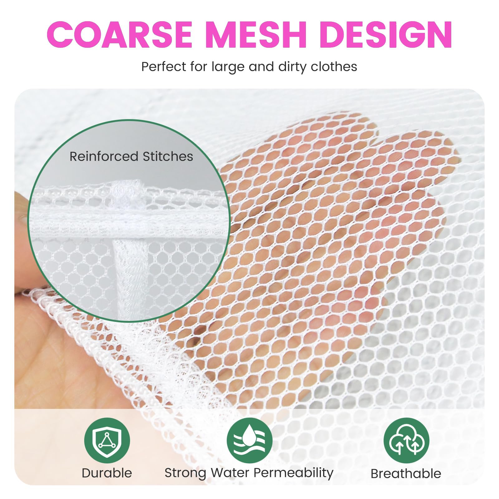 4 sacchetti per biancheria in rete con coulisse, grandi 60 x 90 cm, sacchetti per lavaggio delicati e resistenti per vestiti, piumini, lenzuolo, coperte, per dormitorio domestico e viaggi