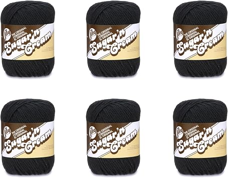 Lily SugarN Cream Black Yarn - 6 Pack of 71g/2.5oz - Cotton - 4 Medium Worsted - 120 Yards - Knitting/Crochet