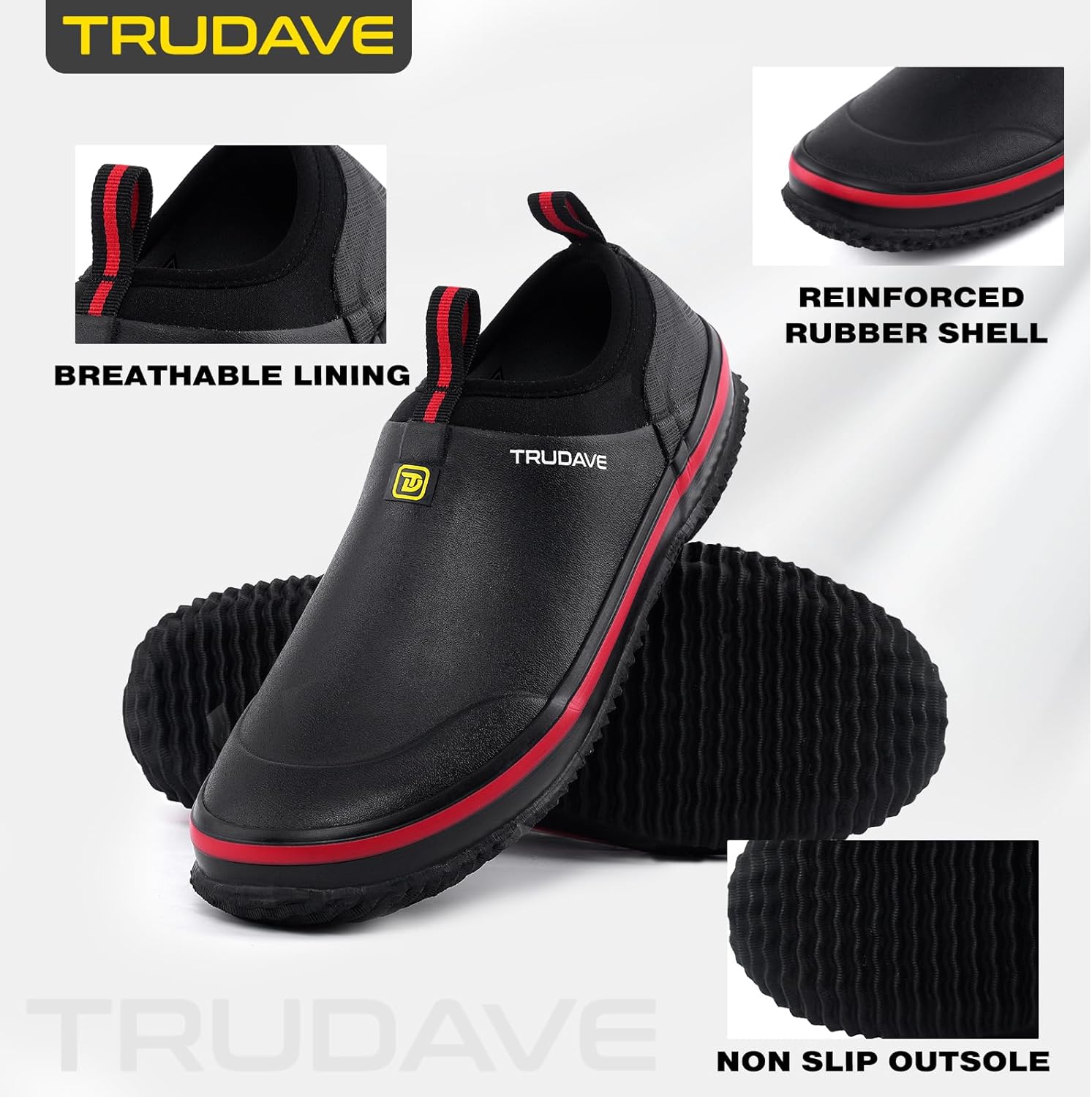 Trudave Mens Garden Shoes, Waterproof Slip-On Womens Rain Boots Unisex Rubber Footwear for Gardening, Farming, Lawn Care and Yard Work, Size 6-13 - Image 4