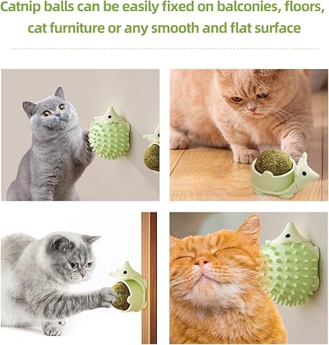 Miniatura 5 de Paquete de 3 bolas de hierba gatera 2 en 1, juguete interactivo multifuncional para gatos, rascador de erizo con bola de hierba gatera reemplazable,
