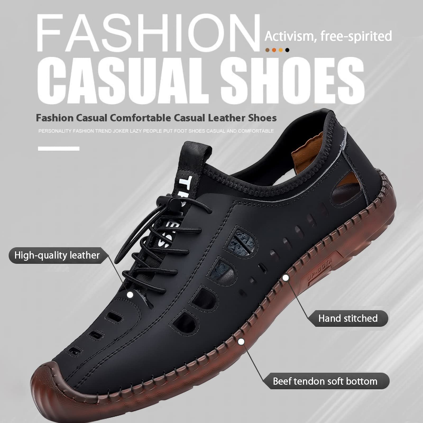 Scarpe Casual Sandali Traspiranti Sandali da Uomo Estivi in Pelle da Uomo Sport Sandali da Uomo Scarpe Casual da Spiaggia Sandali da Trekking Sandali da Passeggio a Punta Chiusa