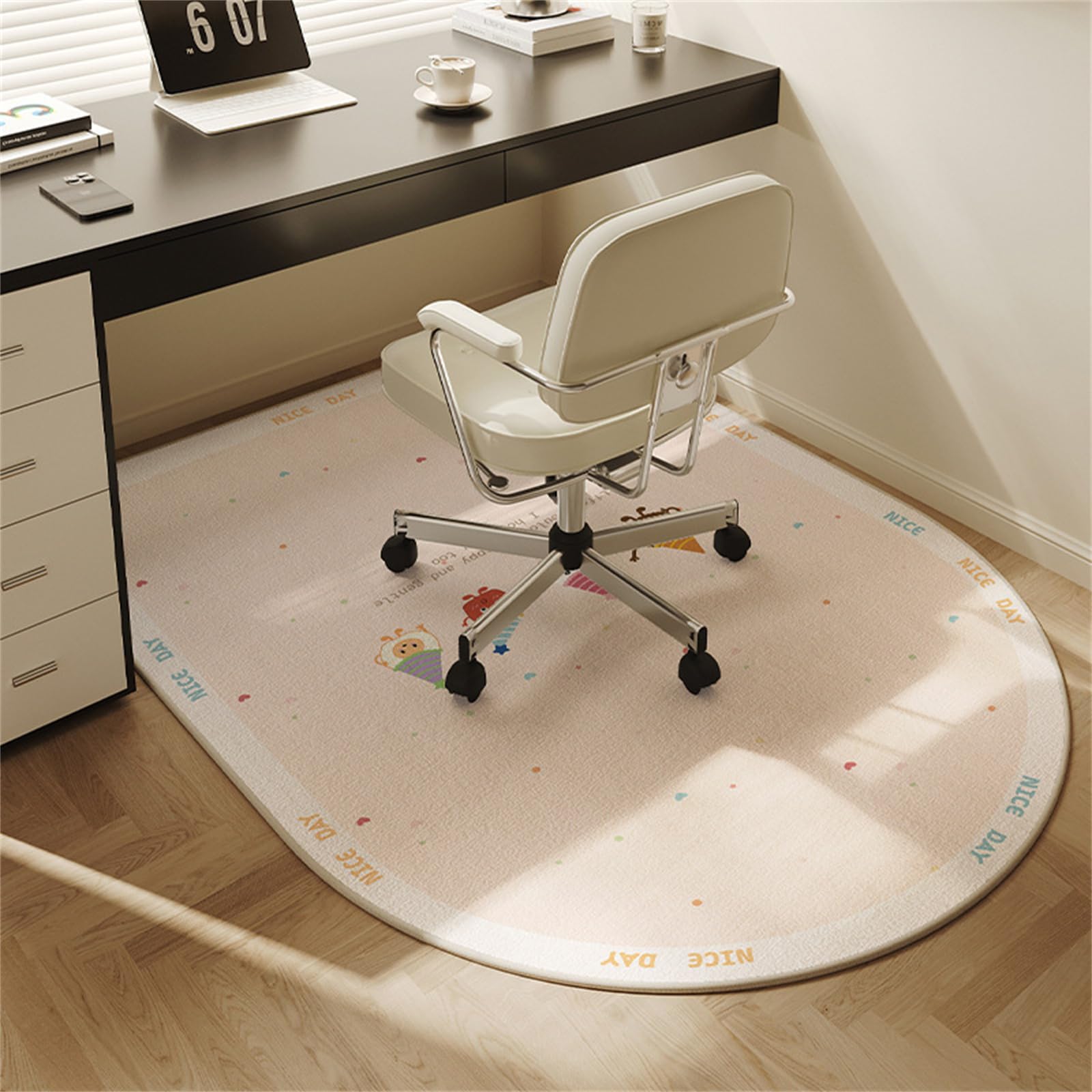Hixingo Office Chair Mat for Carpeted and Hardwood Floors, Non-Slip Rolling Chair Desk Rug TPE Carpet Floor Protecto-Easy Glide (Birthday Hat,120 * 90cm)