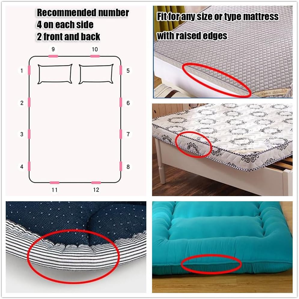 20 Pcs Plastic Bed Sheet Grippers, Sheet Fastener Clips with Two-Speed Adjustment Bed Sheet Clips Keeps The Bed Sheet in Place for Bedding Home Office Accessories (Transparent)