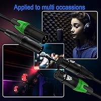 Vista 8 de LanSenSu XLR - Cable de micrófono de 76 pies, paquete de 2 unidades, cable de altavoz de 3 pines chapado en oro macho a hembra, cable de micrófono