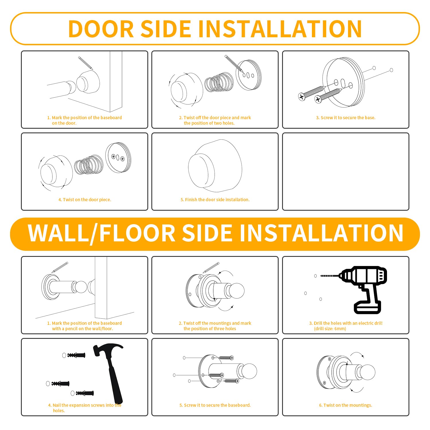 Topes de puerta – Tope magnético de alta resistencia para pared e inferior de puerta – Tope de puerta ajustable de alta calidad con diseño resistente al viento, fabricado con acero inoxidable SUS304