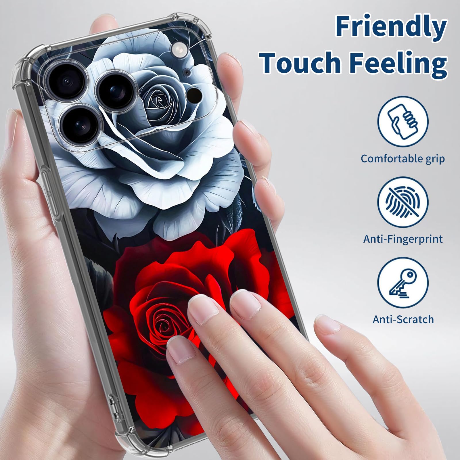 Amazon.com: for iPhone 17 Pro Max Case with White Red Rose Flowers