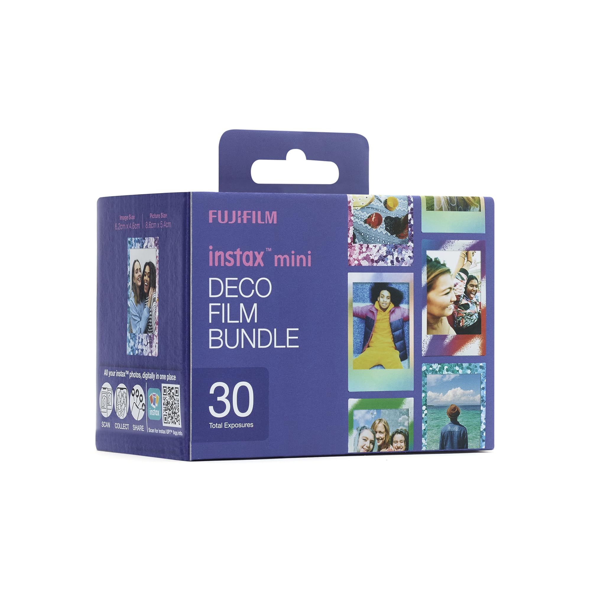 instax Mini Deco Film Bundle, 30 Films Comprenant 1 Pack de 10 Films de Chaque Produits avec Bordure Confetti, Mermaind Tail et Spray Art