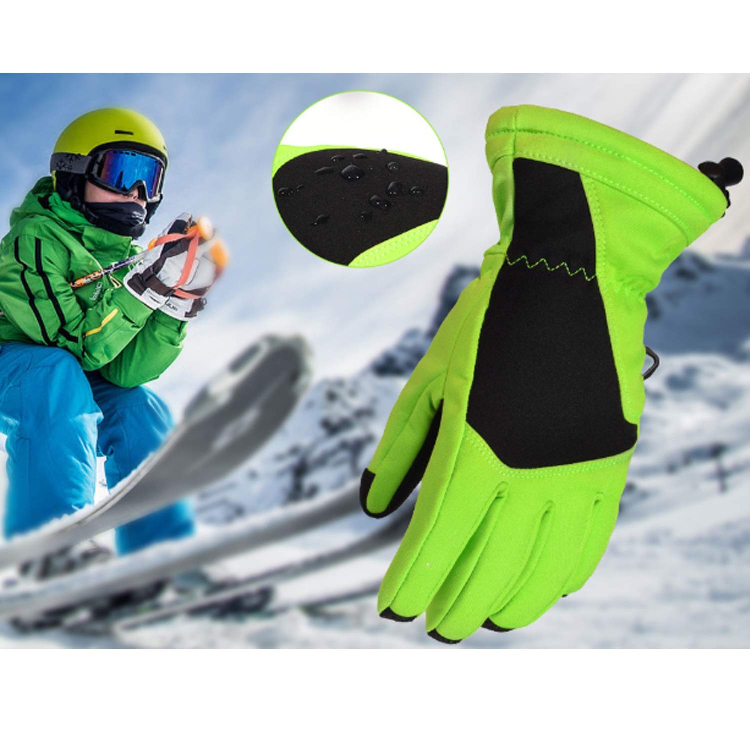 Guanti da Esercizio Bambini Bambini Inverno Neve Guanti Caldi Sci Snowboard Guanti Antivento for 6-12 Anni, Un Paio, 9 Pollici (Color : Red, Size : S/m)