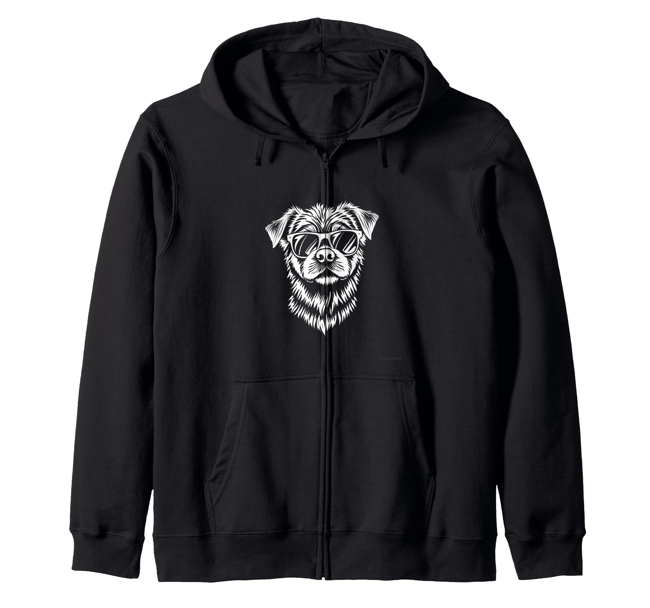Dog Sunglasses Zip Hoodie, Black