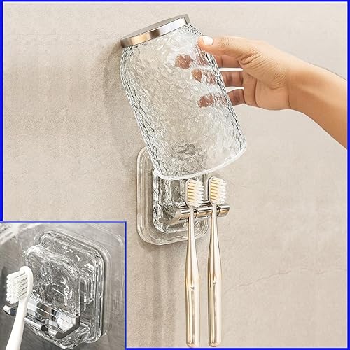 Miniatura 4 de Estantes de ducha de acrílico con jabonera y soporte para cepillo de dientes, organizador de ducha transparente, organizador de baño adhesivo para