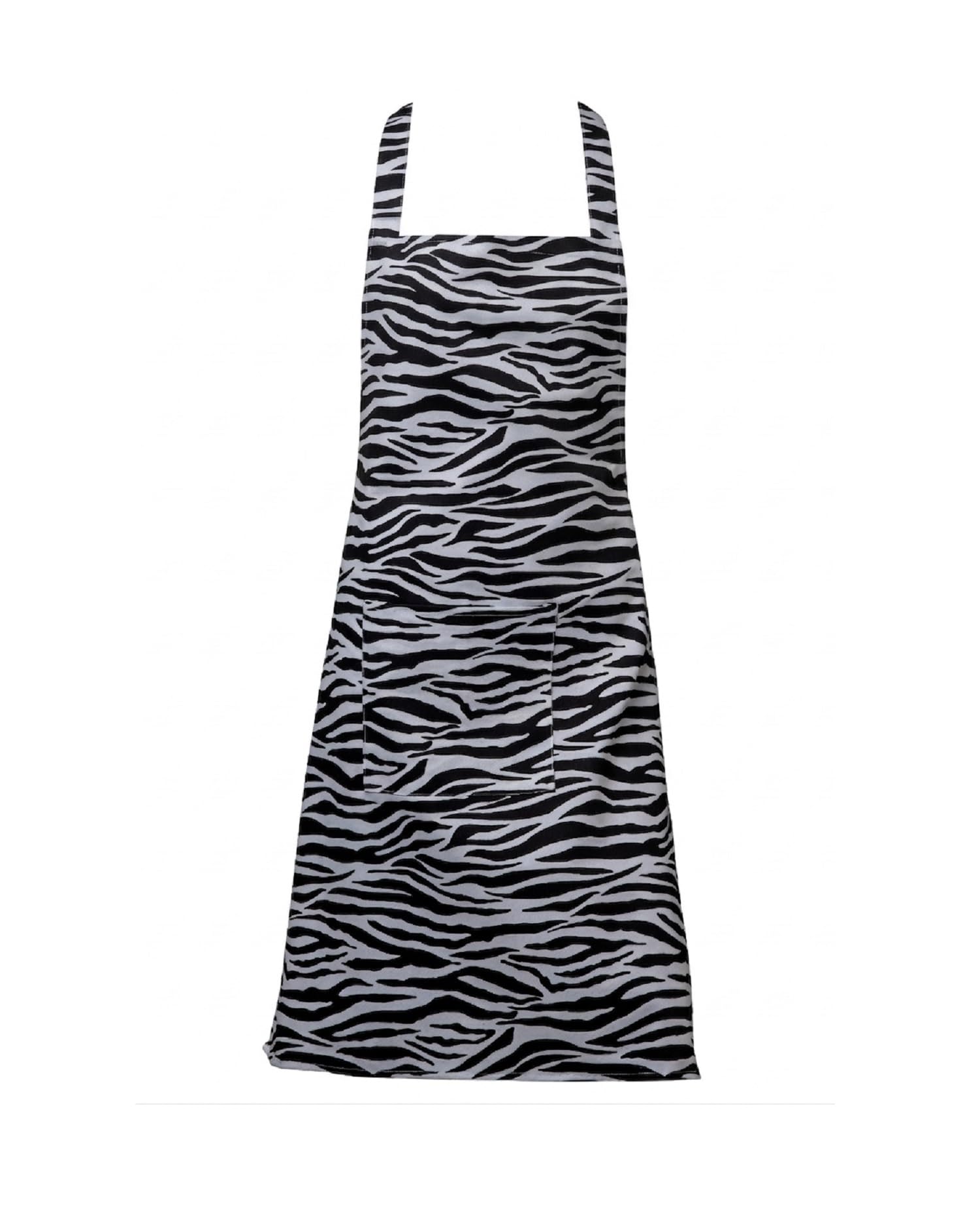 Classic Home Store Zebra Print Bib Apron with Pocket & Adjustable Ties Fun Novelty Kitchen BBQ Pinny (28” x 36”)