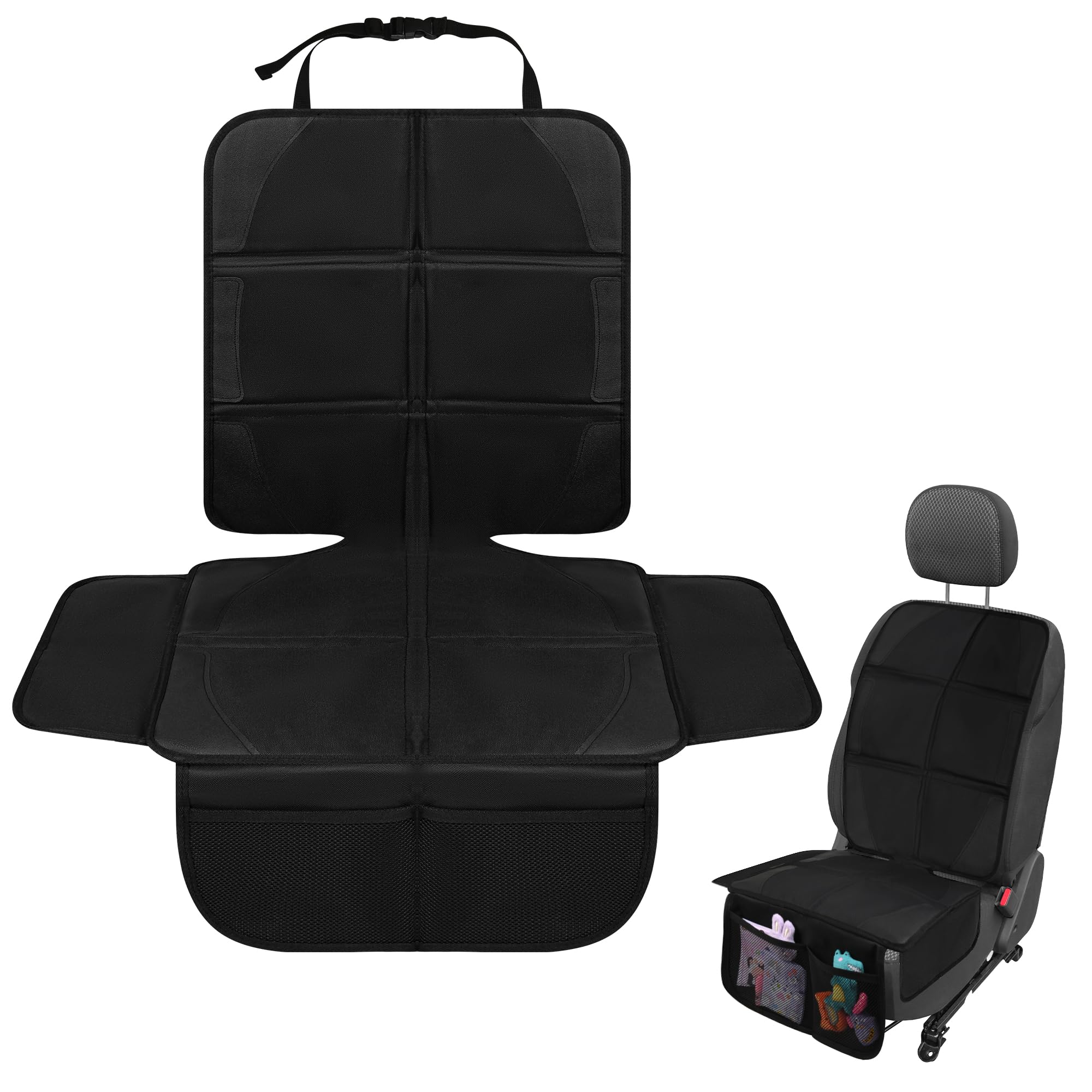 Protection Siège Auto Enfant Imperméable – Housses Anti-Taches Avec Poches & Antidérapant – Idéal Bébé & Enfants (Ligne Noire)